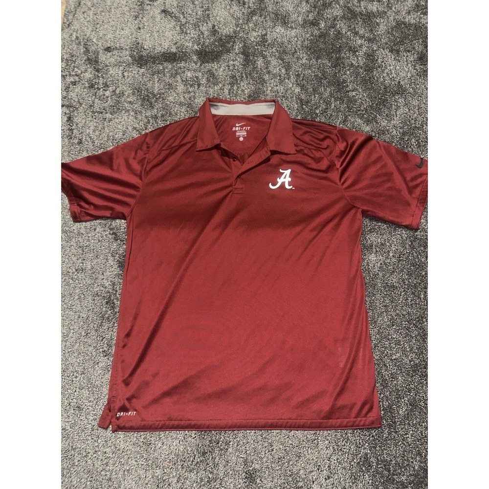 Nike Alabama Crimson Tide Polo Shirt Men's XL Dri-Fit Red Short Sleeve NCAA Golf